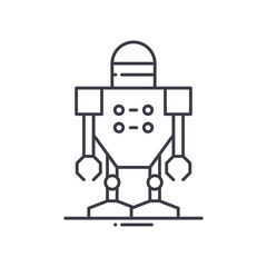 Cyborg robot icon, linear isolated illustration, thin line vector, web design sign, outline concept symbol with editable stroke on white background.