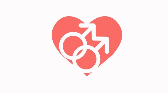 Vector Isolated Illustration, Gay Icon with a Heart