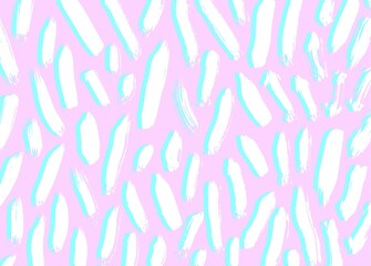 Brush stroke pattern. Sweets concept. Abstract painting. Trendy retro 80s, 90s. Cute vector artwork. Amazing hand drawn illustration. Pink, turquoise, blue, white colors. Banner, wallpaper, print