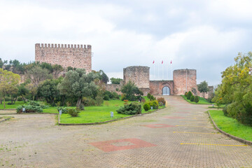 Fototapeta na wymiar GEBZE, TURKEY: Eskihisar castle, which was used by the Ottomans in order to protect the harbor during the Byzantine period, is a place for tourists