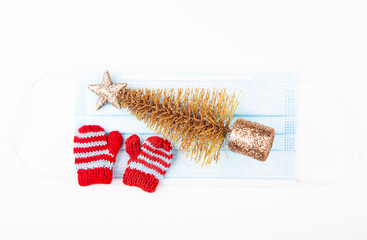 image of fir tree glove mask white background 