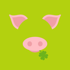 Abstraktes Schwein Mit Kleeblatt Grün