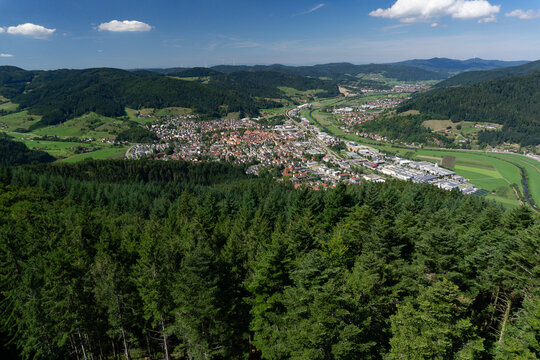 Viewpoint of Black forest from the tower of Urenkopf, Haslach im Kinzigtal, Baden-Württemberg, Germany.