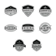 Vintage Guaranteed & Original Badges Label. Sticker and Stamp Template Vector eps 10