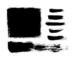 Ink splat, brush stroke. Ink painting. Set collection. Vector. Black and white, monochrome. Scribble draw. Hand drawn, paper texture