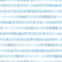 Tapeten Nahtloses Aquarellmuster. Einfache geometrische Linien. Blaue und weiße Farben. Drucke für Textilien. Unebene Kanten. Vektor-Illustration. © flovie