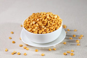 yellow pulse in a bowl on white background.
