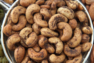Salted cashew close up