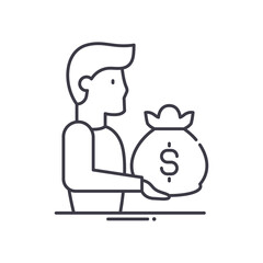 Customer icon, linear isolated illustration, thin line vector, web design sign, outline concept symbol with editable stroke on white background.