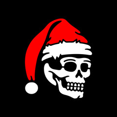 color skull in a new year's hat on a black background	
