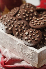 Christmas chocolate chip cookies in a box.New year's sweets.