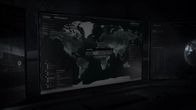 Authentication protocol. Gaining access to the most recent spying tools. Computer user interface. Searching for the world's most dangerous terrorist. The target was located in Southeast Asia. Close up