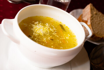 soup with pickles and barley. pickle