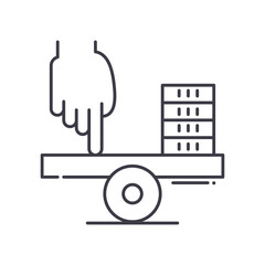 Credit balance icon, linear isolated illustration, thin line vector, web design sign, outline concept symbol with editable stroke on white background.