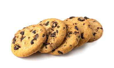 Chocolate chip cookie isolated on white background