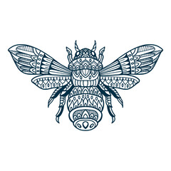 bee doodle hand drawn vector illustration