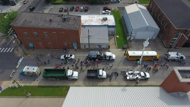 Public Event Downtown New Albany Indiana Drone View