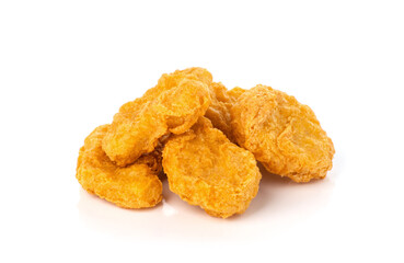 Fried chicken nuggets isolated on white background