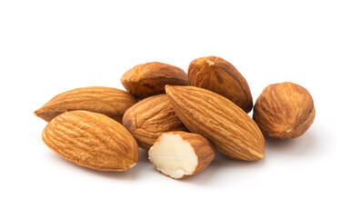 Almonds isolated on white background