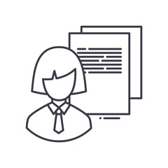 Customer report icon, linear isolated illustration, thin line vector, web design sign, outline concept symbol with editable stroke on white background.