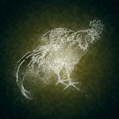 浮世絵　にわとり　その1　クリスタルバージョン