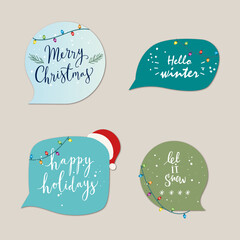 Winter and New Year card lettering design elements