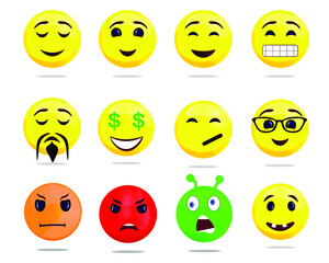 High quality vector round yellow cartoon bubble emoticons comment social media, chat, comment reaction, template icon face tear, smile, sad, love, like, laugh emoji character messages