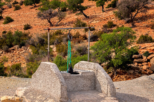 A Traditional water well built to draw and supply water in the Atlas Mountains.