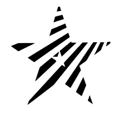 Illusory silhouette of a five pointed star with stripes in Op Art style