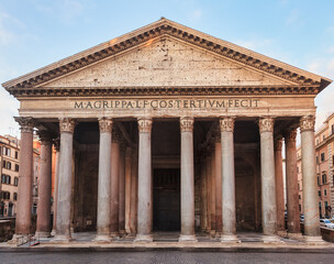 Pantheon roman temple front view Piazza della Rotonda Rome Italy