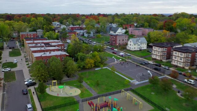 Aerial View of Apartment Complexes Near Downtown Hartford