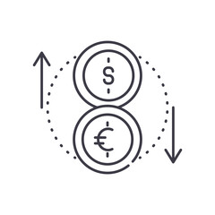 Currency exchange image icon, linear isolated illustration, thin line vector, web design sign, outline concept symbol with editable stroke on white background.