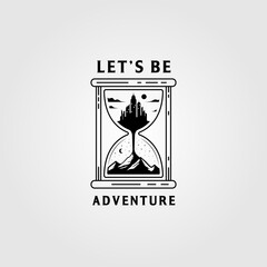 vintage hourglass logo vector clever illustration design