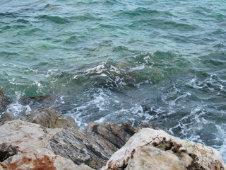 Beautiful view of stones underwater on the Mediterranean seaside