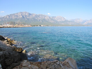 Fototapeta na wymiar Turkish Mediterranean seaside landscape with mountains.