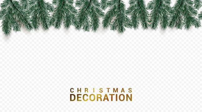 Seamless Christmas decoration.  Realistic branches of Christmas tree