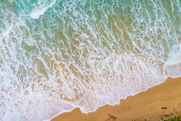 Fototapeta na wymiar Aerial view ocean wave beach, beautiful landscape