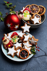 Christmas cookies with various decorations