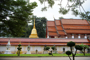 Thai Buddhist temple in Ratchaburi, Thailand. Beautiful landmark.