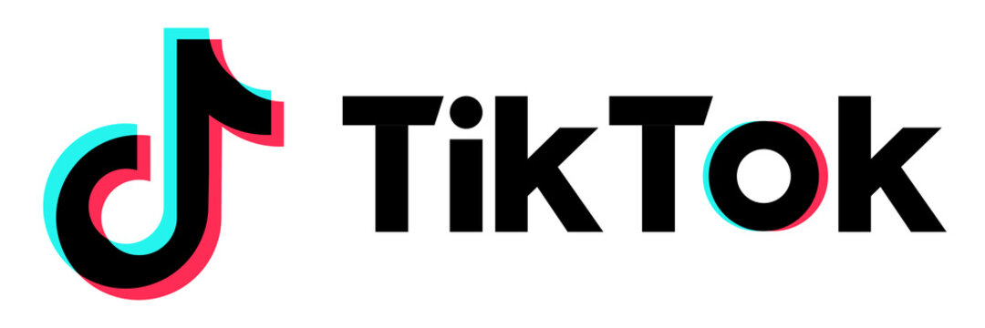 Tiktok icon. Isolated Tik Tok logo on white background. TikTok logotype and text in vector. Editorial illustration. EPS 10. Rivne, Ukraine - November 19, 2020.