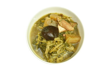 Chinese mixed vegetable stew with chicken meat on bowl