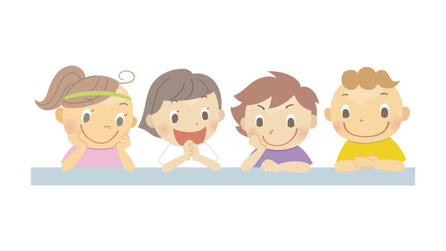 覗き込む子どもたち_フラットテイスト01