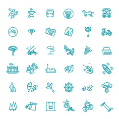 City park icons set. The open plot of land for recreation