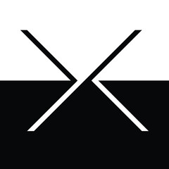 Abstract Hipster Negative space Logo . Letter x . Vector Arrow Design 