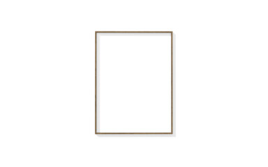 Wood frame on white background 3d rendering. 3d illustration Modern picture frame, Empty wooden border frame, Blank picture frame on white wall template minimal concept.