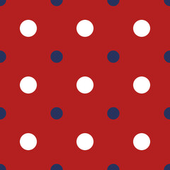 Geometric dotted seamless pattern. Festive background. Perfect for backdrop, interior design, fabric designs, surface pattern and wallpaper. US flag color.