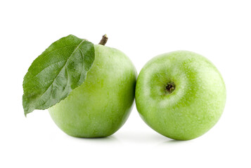 Green apples isolated on the white background