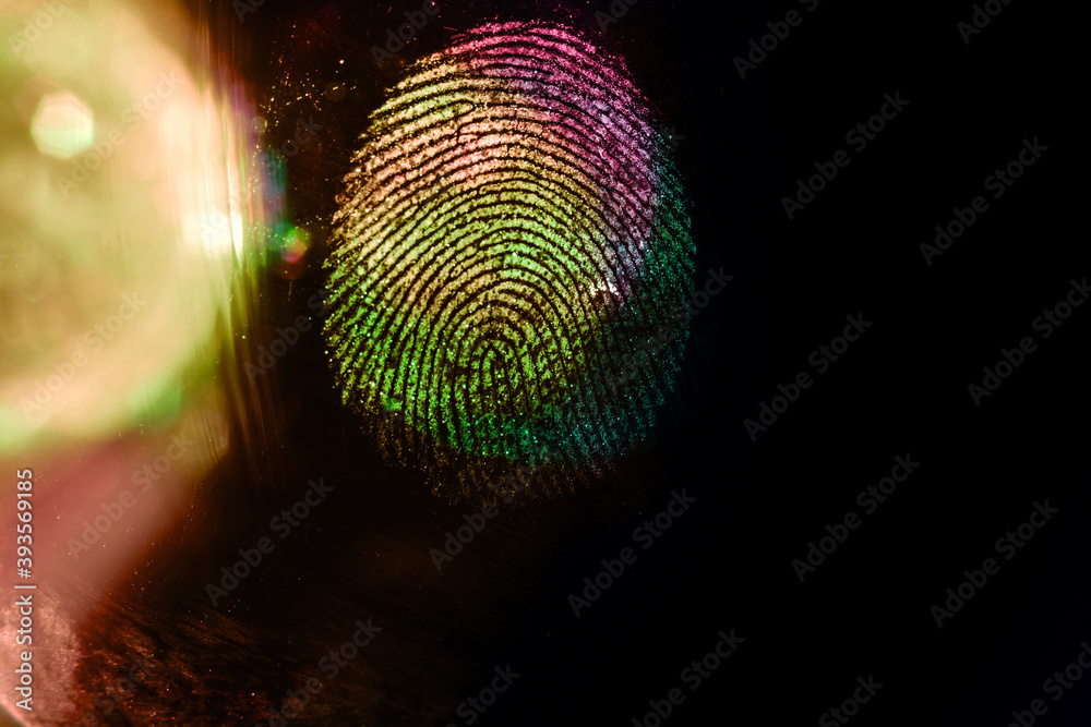 Poster Close up beautiful abstract coloful fingerprint on  background texture for design. Macro photography view.