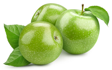 Three whole apples isolated on white background