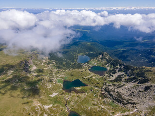 Aerial view of The Seven Rila Lakes, Rila Mountain, Bulgaria